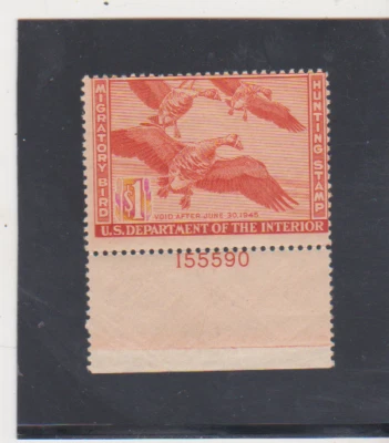 Scott #RW11 Federal Duck Stamp Mint Plate # Paper on Back Catalogue $125.00+ - Image 1 of 2