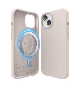 elago® magnetisch Silikon Hülle iPhone 14 Case MagSafe beige grau - Bild 1 von 6