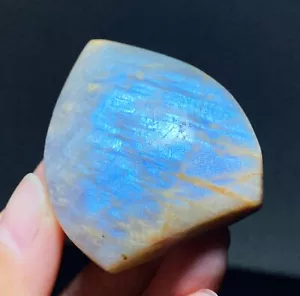 Pietra di luna zibellino blu naturale gemma di palma forma libera standup guarigione C556 - Foto 1 di 9