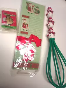 Bloc de notas de Navidad 60 páginas con pin de muñeco de nieve intermitente y batidor de huevos escarchado de plástico - Imagen 1 de 9