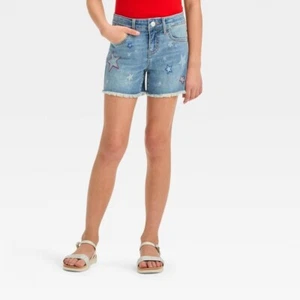 Girls' 'Star' Embroidery Jean Shorts - Cat & Jack™ Medium Wash L - Picture 1 of 1