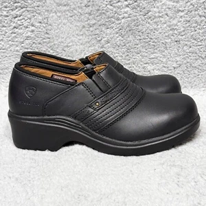 Ariat Safety Womens Size 8 Slip On Clog Work Shoes Black Leather Steel Toe - Picture 1 of 11