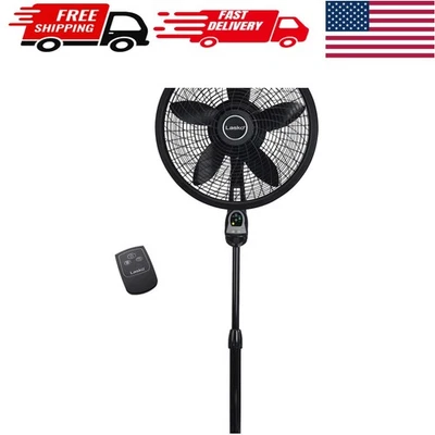Шикарный колебательный пьедестальный вентилятор с пультом дистанционного управления и таймером — 54 дюйма черный - Изображение 1 из 4