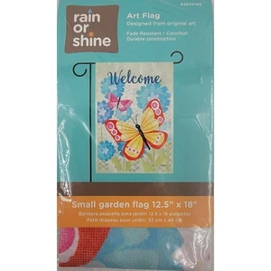 Willkommen helle bunte Schmetterlinge Garten Veranda Flagge 12,5" x 18" Frühling Insekten - Bild 1 von 2