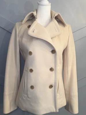 J.Crew Wool Pea Coat Women’s XS Ivory Cream Double Breasted Classic - Image 1 of 4