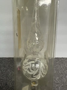 Vintage Clear Glass Tree Topper 13” Glittered Finial Made in Italy New/Old Stock - Picture 1 of 11