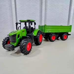 Toy Kids Farm Tractor with Trailer set – 41cm Long - Green - Moving Parts - New - Picture 1 of 14