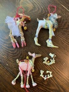 Krinkles Patience Brewster Dash Away Reindeer Mini Orniment Set Of Three *Broken - Picture 1 of 1