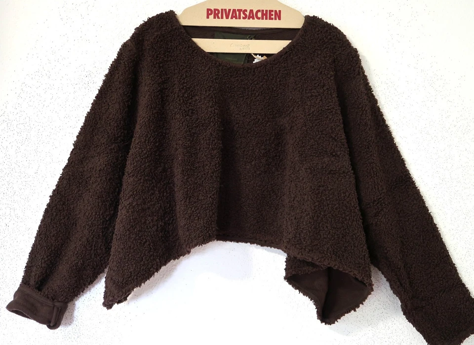 PRIVATSACHEN Oversize Pullover Ökoteddy HELGA 44-46-48-50 'choco' dunkelbraun - Bild 1 von 3