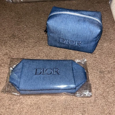Новый Christian Dior джинсовой ткани синий косметический макияж сумка мешок с молнией - Изображение 1 из 4