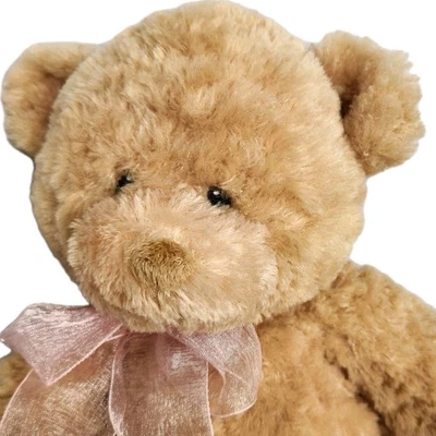 GUND Cuddly Pals Teddy Bear  Lil Puddin 58389 Lt Brn Plush Stuffed Pink Bow Toy - Image 1 of 4