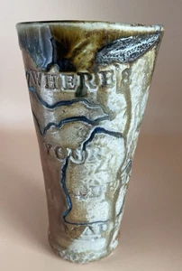 Unique Studio Signed Where’s Your Beer From? Tumbler/Vase Map of Michigan - Picture 1 of 10