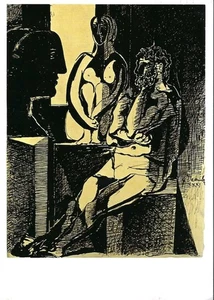 Vintage Postkarte, Pablo Picasso, Das Bildhaueratelier, MOMA Gemälde, Kunst, gebraucht - Bild 1 von 2