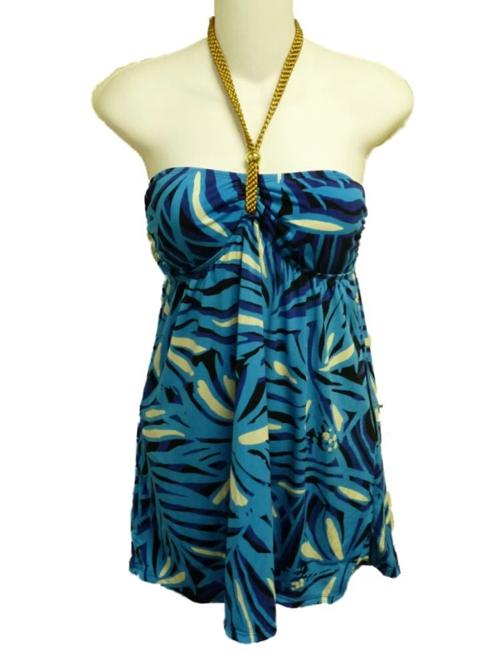 Tropical Escape Mujer Azul Mazarino Halter Traje de Baño Tankini Vestido de Natación 10 Foto 1 de 1