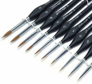 Kolinsky Sable Detail Paint Brush Set - 10Pcs, Perfect for Fine Detailing & Art - Picture 1 of 7