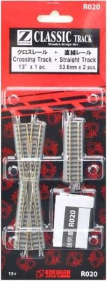 Rokuhan Z Gauge R020 Crossing Track 13?? 1 pc  + Straight Track 53.6mm  2 pcs - Image 1 of 2