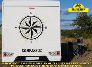 Compass 112 Caravana/Cámper Van Capucha Vinilo Calcomanía Negro Brillo 540mm x 540mm - Imagen 1 de 2