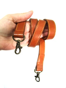 Brown Faux Leather Brass Hardware Replacement Shoulder Strap 43"L .75" W - Picture 1 of 4