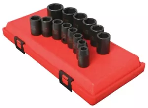 Sunex 14pc 1/2" Metric 6pt Point Shallow Impact Sockets Set Tools Drive MM 2652 - Picture 1 of 1