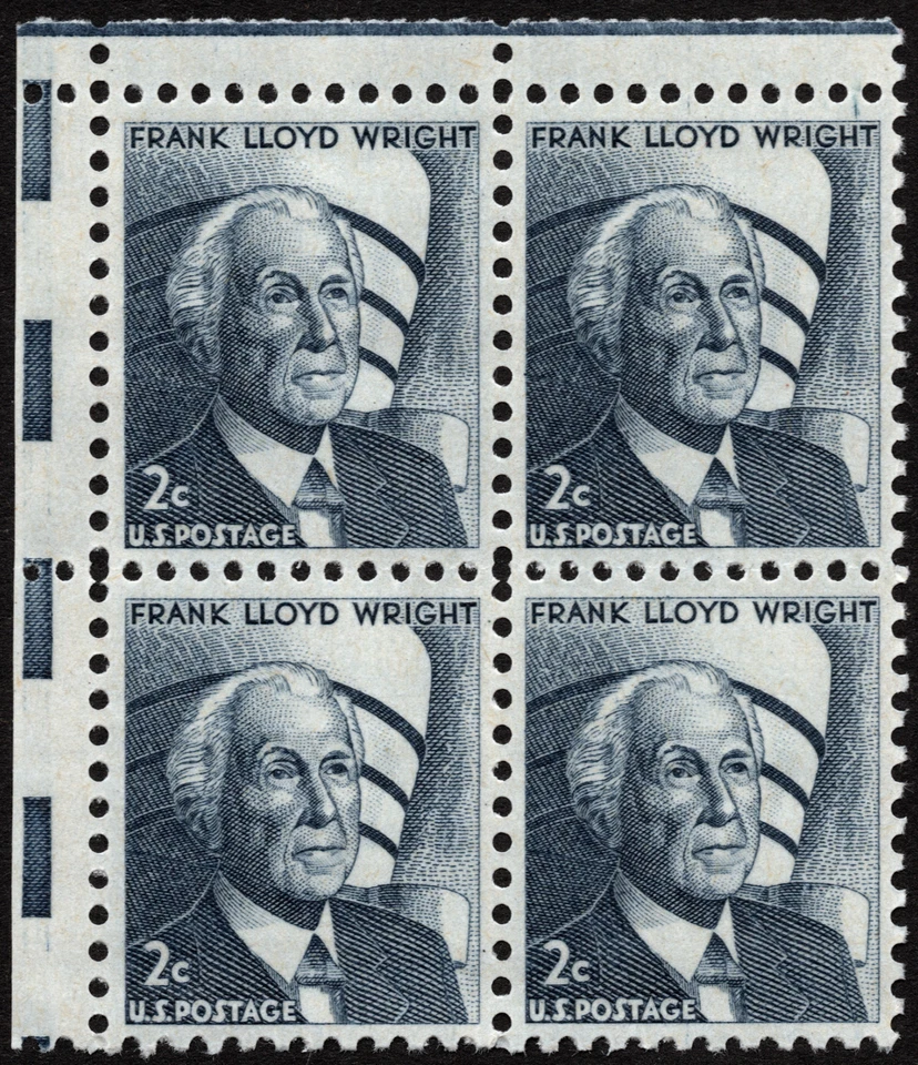 US Stamp Scott # 1280 Block of 4 Mint NH - 2 Cents Blue Gray Frank Lloyd Wright - Image 1 of 1