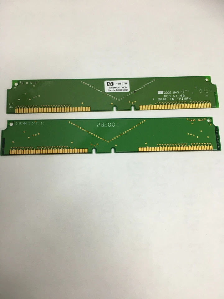 RIMM 6-Layer CRIMM Rambus Memory Continuity Card Pair - Image 1 of 2