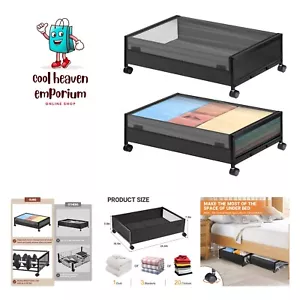 2-Pack Under Bed Storage with Wheels - Rolling Underbed Organizer Containers ... - Picture 1 of 8