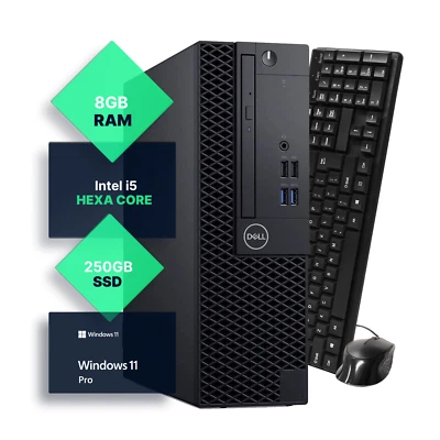 Dell Desktop Computer PC Intel i5 8th Gen 8GB RAM 256GB SSD Windows 11 Pro - Image 1 of 4