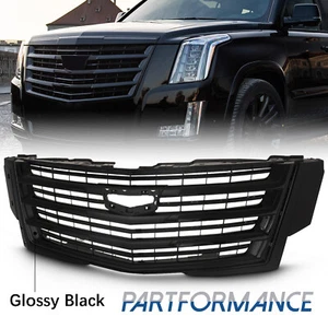 For 2015-2020 Cadillac Escalade Platinum Front Bumper Upper Grille Glossy Black - Picture 1 of 11