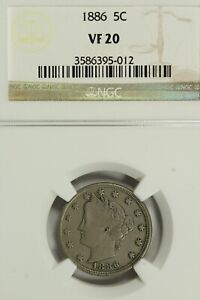 1886 Liberty Nickel : NGC VF20