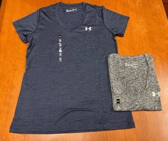 NUEVO-CAMISETA MUJER UNDER ARMOUR TECH TWIST CUELLO EN V, 1258568, TALLA ASST, NEGRA $22.00 Foto 1 de 1