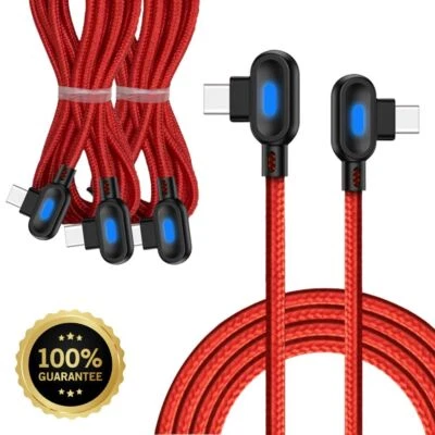 Dual 90° Right Angle 60W USB-C To USB-C Cable Type-C Fast Charger Charging Cord - Image 1 of 4