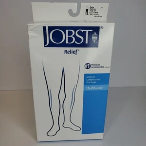 Neu JOBST Relief medizinische Kompression Strümpfe 15-20 mmHg offene Zehenpartie beige M - Bild 1 von 6
