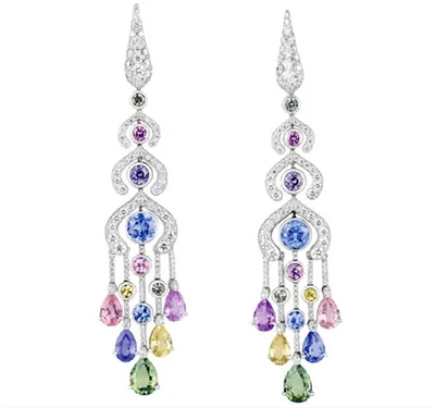 Simulated Multi Color Shiny Sapphire Stylish Women's Chandelier Dangling Earring - Image 1 of 4