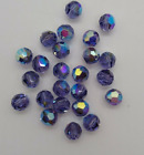 6pc Swarovski Crystal Tanzanite Ab 8mm Faceted Round 5000 Beads; Purple