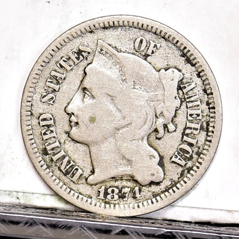 1874 Three Cent Nickel 3CN - VG (49247-L) Cover