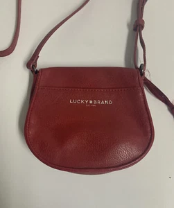 Lucky Brand Umhängetasche rot veganes Leder Whipstitch Saddle mit Quaste - Bild 1 von 12