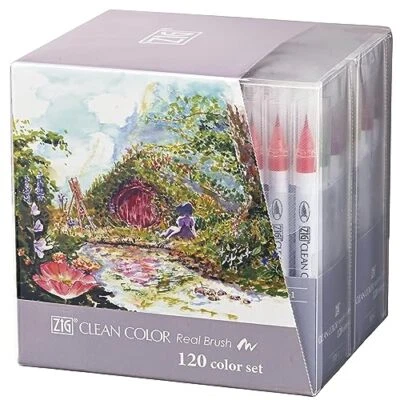 Kuretake RB-6000AT 120V ZIG Clean Real Brush Colored Pens 120 Colors Beautiful - Image 1 of 4