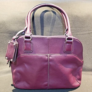 Schultertasche Tignanello Lila Leder. Doppelte Träger viele Taschen - Bild 1 von 13