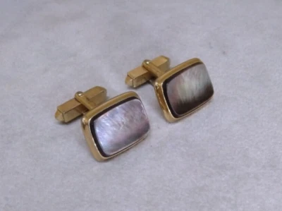 1950er Jahre Manschettenknöpfe vergoldet Pelmutt dunkel - Bild 1 von 4