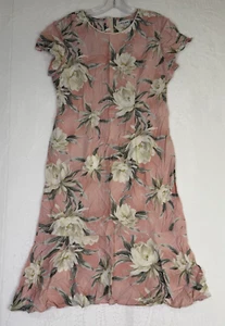 Iolani Hawaiian Dress Floral Light Pink Shift Maxi Sundress Elegant Resort Med - Picture 1 of 12