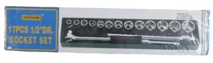 17pc 1/2" Drive Metric SOCKET SET Standard Chrome Wisdom  Breaker Bar & Ratchet - Picture 1 of 13