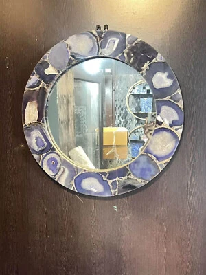 Espejo de pared redondo de piedras preciosas de cristal de ágata de 15" hecho a mano artes decoración de habitaciones de lujo Foto 1 de 4