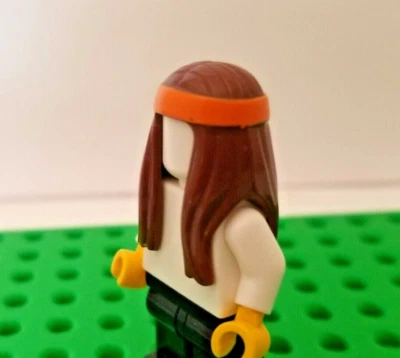 LEGO Minifigura Pelo Nativo Largo Rojo Marrón Naranja Diadema Hippie Disfraz Peluca Foto 1 de 2