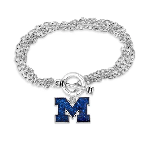 Michigan Wolverines Game Day Glitter Toggle Bracelet Jewelry Gift Licensed UM Cover