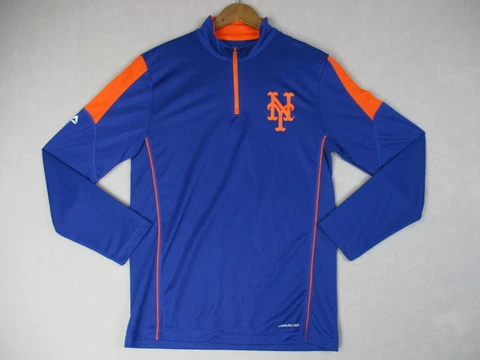 Majestic New York Mets Sweater Adult Medium Blue Orange Pullover Baseball Mens* Cover