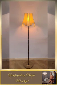 Floor lamp, art deco lamp, a floor lamp with a golden shade. - Picture 1 of 21