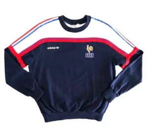 FRANCIA 80s Adidas Entrenamiento Fútbol Sudadera S/XS Hombres Vintage Fútbol Suéter - Imagen 1 de 9