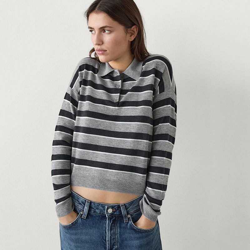 Massimo Dutti Striped Wool Blend Sweater for Women - Image 1 of 4
