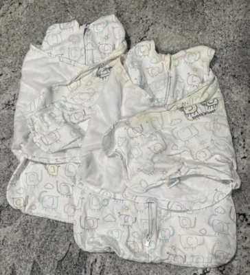 Juego de 2 sacos de dormir halo estampado elefante recién nacido 0-3M Foto 1 de 4