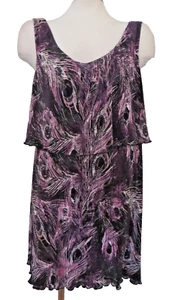 CONNECTED ~ Black & Purple Chiffon Pleated Popover Party Dress 14P NEW $79 - Picture 1 of 3